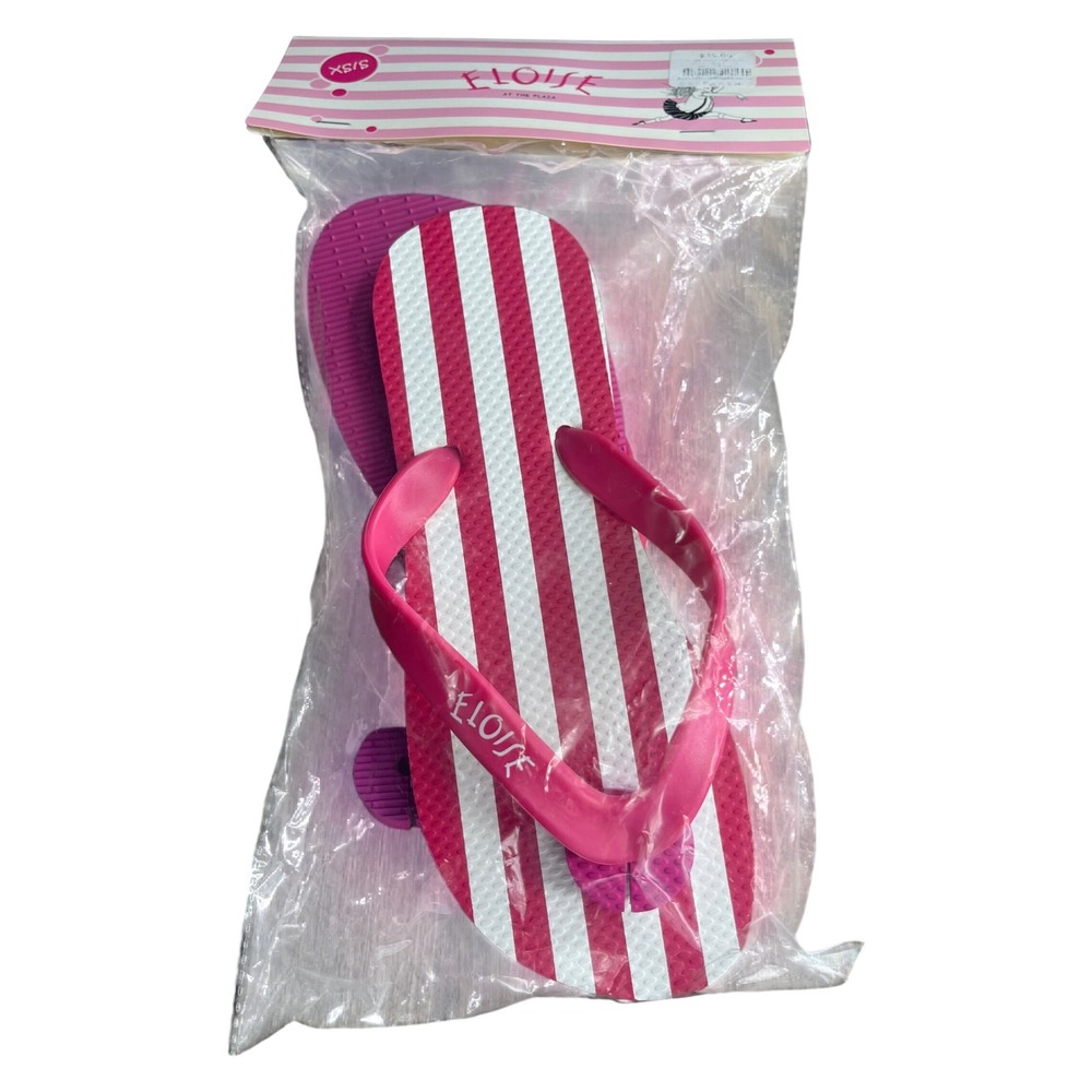 Eloise at The Plaza Flip Flops Pink White Stripe Kids XS/S Sandals New York - Picture 2 of 6
